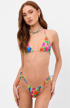 Frankies Bikinis Tia Floral String Bikini Bottom in Neon Surfer Bikini Bottoms by Frankies Bikinis as seen on celebrities