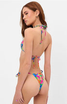 Frankies Bikinis Tia Floral String Bikini Bottom in Neon Surfer Bikini Bottoms by Frankies Bikinis as seen on celebrities