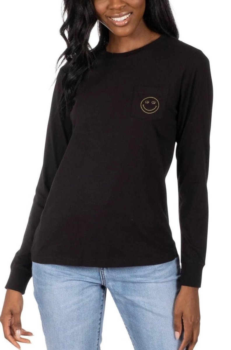Shop Ivory Ella Ivory Ella Smiley T-Shirt Long Sleeved Top for women – premium loungewear and festival fashion at Spoiled Brat