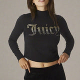 Shop Juicy Couture Juicy Couture 25th Anniversary Mock Neck Tee Long Sleeved Top for women – premium loungewear and festival fashion at Spoiled Brat