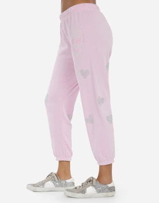 Shop Lauren Moshi Alana Crystal Pink Peace Love Skull Sweatpants - Spoiled Brat  Online