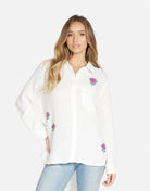 Lauren Moshi Dara Crystal Roses Shirt Denim Shirt by Lauren Moshi as seen on celebrities