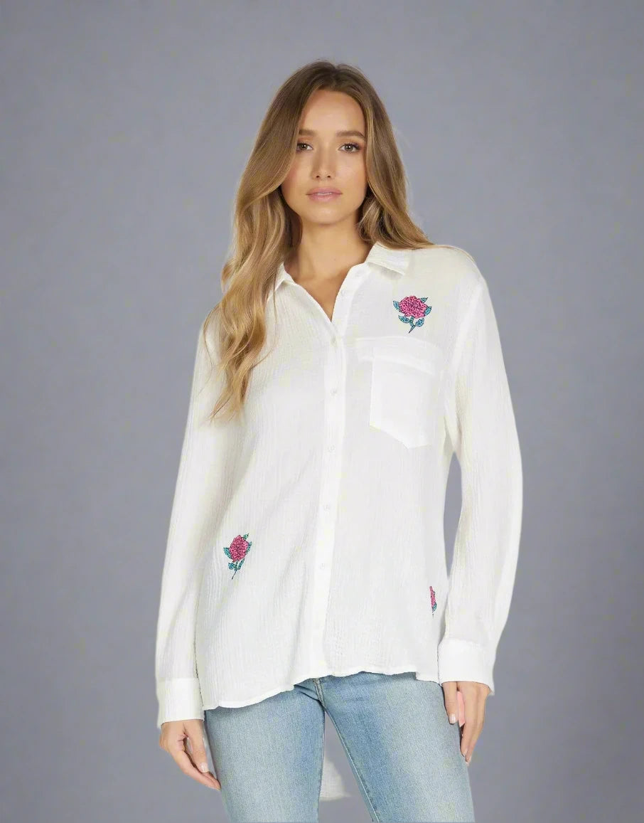 Shop Lauren Moshi Lauren Moshi Dara Crystal Roses Shirt online at Spoiled Brat