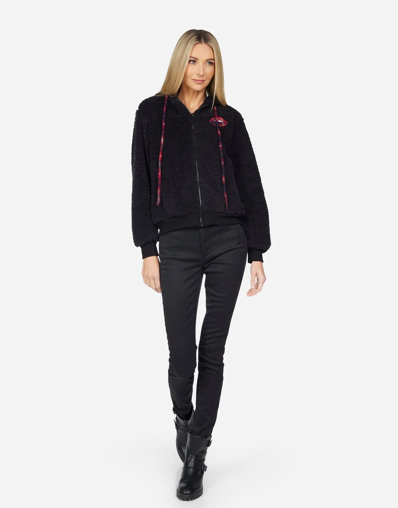 Lauren Moshi Deandra Plaid Lip Sherpa Fleece Jacket - Spoiled Brat