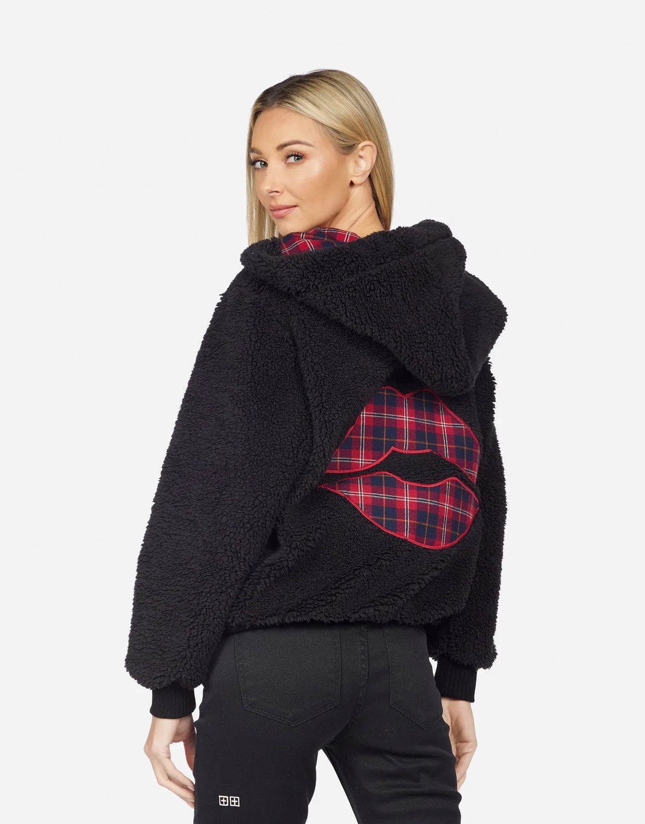 Shop Lauren Moshi Lauren Moshi Deandra Plaid Lip Sherpa Fleece Jacket online at Spoiled Brat