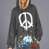 Shop Lauren Moshi Lauren Moshi Desiree Brush Peace Hoodie Dress Hooded Sweatshirt for women – premium loungewear and festival fashion at Spoiled Brat