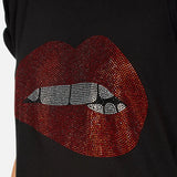 Shop Lauren Moshi Lauren Moshi Edda Crystal Biting Lip T-Shirt T-Shirt for women – premium loungewear and festival fashion at Spoiled Brat