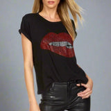 Shop Lauren Moshi Lauren Moshi Edda Crystal Biting Lip T-Shirt T-Shirt for women – premium loungewear and festival fashion at Spoiled Brat