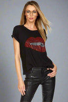 Shop Lauren Moshi Lauren Moshi Edda Crystal Biting Lip T-Shirt T-Shirt for women – premium loungewear and festival fashion at Spoiled Brat