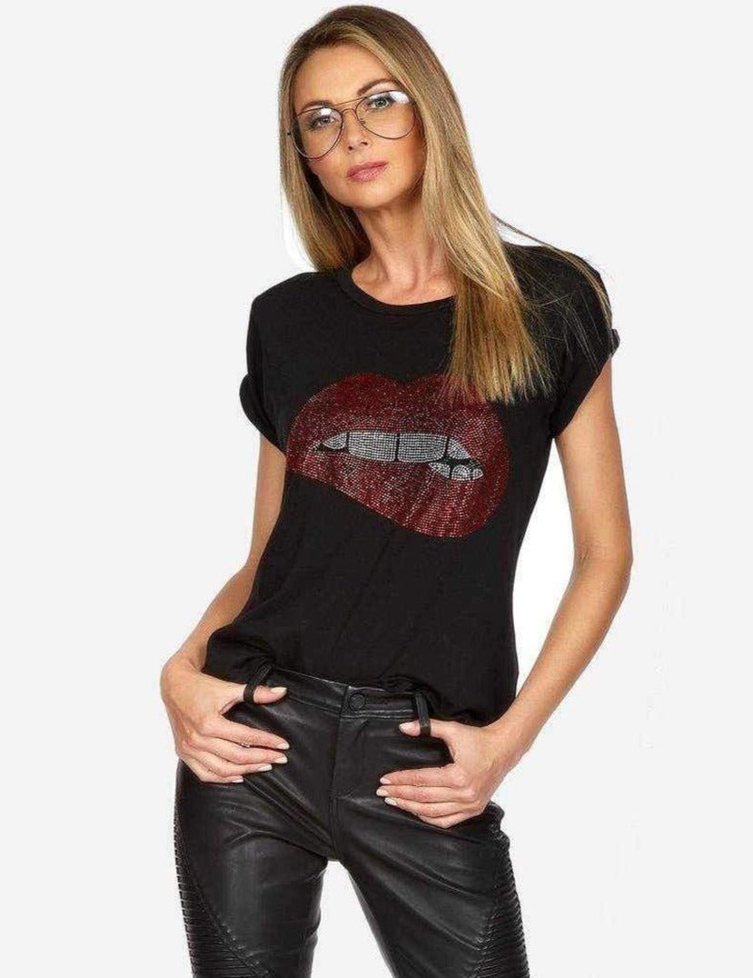 Edda Crystal Biting Lip T Shirt