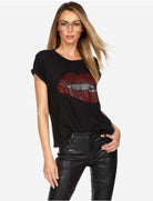 Shop Lauren Moshi Lauren Moshi Edda Crystal Biting Lip T-Shirt T-Shirt for women – premium loungewear and festival fashion at Spoiled Brat