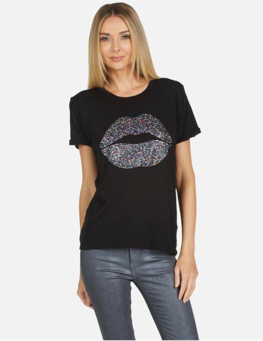 Shop Lauren Moshi Lauren Moshi Edda Crystal Sprinkle Lip T-Shirt online at Spoiled Brat