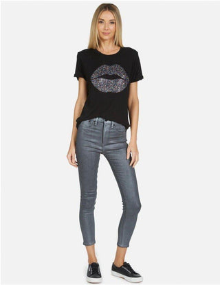 Shop Lauren Moshi Edda Crystal Sprinkle Lip T-Shirt - Premium T-Shirt from Lauren Moshi Online now at Spoiled Brat 