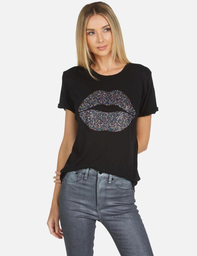 Lauren Moshi Edda Crystal Sprinkle Lip T-Shirt - Spoiled Brat