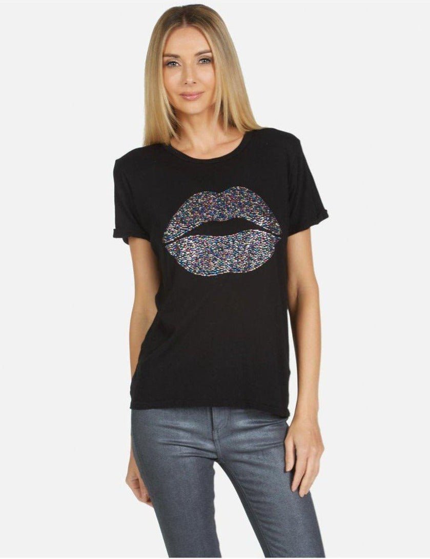 Lauren Moshi Edda Crystal Sprinkle Lip T-Shirt - Spoiled Brat