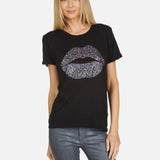Shop Lauren Moshi Lauren Moshi Edda Crystal Sprinkle Lip T-Shirt T-Shirt for women – premium loungewear and festival fashion at Spoiled Brat