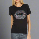 Shop Lauren Moshi Lauren Moshi Edda Crystal Sprinkle Lip T-Shirt T-Shirt for women – premium loungewear and festival fashion at Spoiled Brat