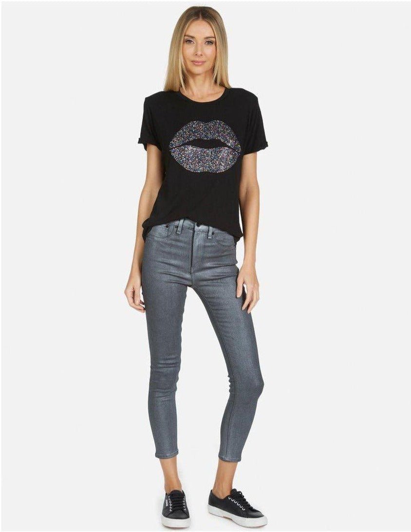 Shop Lauren Moshi Lauren Moshi Edda Crystal Sprinkle Lip T-Shirt T-Shirt for women – premium loungewear and festival fashion at Spoiled Brat