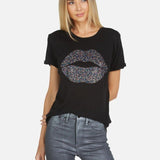 Shop Lauren Moshi Lauren Moshi Edda Crystal Sprinkle Lip T-Shirt T-Shirt for women – premium loungewear and festival fashion at Spoiled Brat