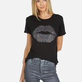 Shop Lauren Moshi Lauren Moshi Edda Crystal Sprinkle Lip T-Shirt T-Shirt for women – premium loungewear and festival fashion at Spoiled Brat