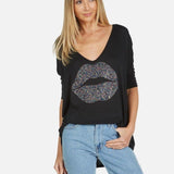 Shop Lauren Moshi Lauren Moshi Eva Sprinkle Lip T-Shirt T-Shirt for women – premium loungewear and festival fashion at Spoiled Brat