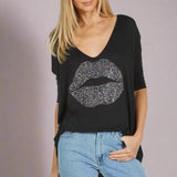 Shop Lauren Moshi Lauren Moshi Eva Sprinkle Lip T-Shirt T-Shirt for women – premium loungewear and festival fashion at Spoiled Brat