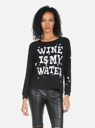 Shop Lauren Moshi Everly Wine is My Water Pullover - Premium Pullover from Lauren Moshi Online now at Spoiled Brat 