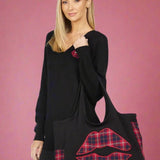 Shop Lauren Moshi Lauren Moshi Fatima Plaid Lip Oversized Tote Bag Tote Bag for women – premium loungewear and festival fashion at Spoiled Brat