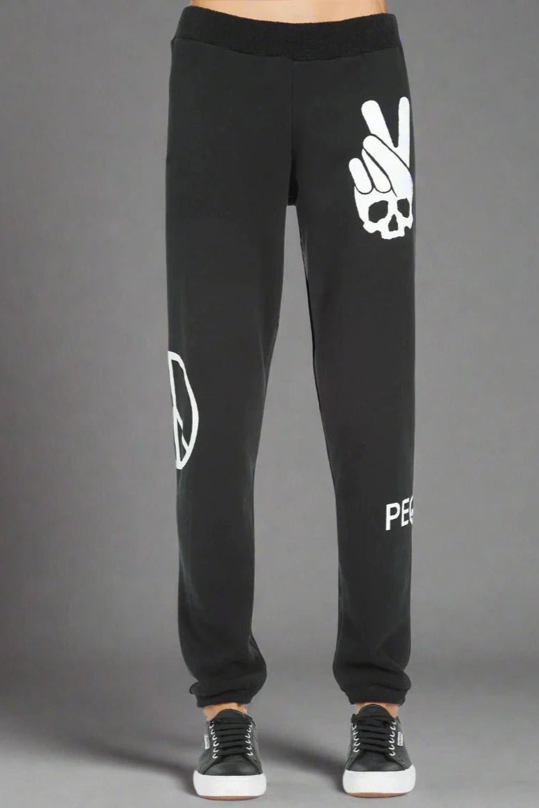 Lauren Moshi Gia Skull Peace Hand Jogger Pants - Spoiled Brat