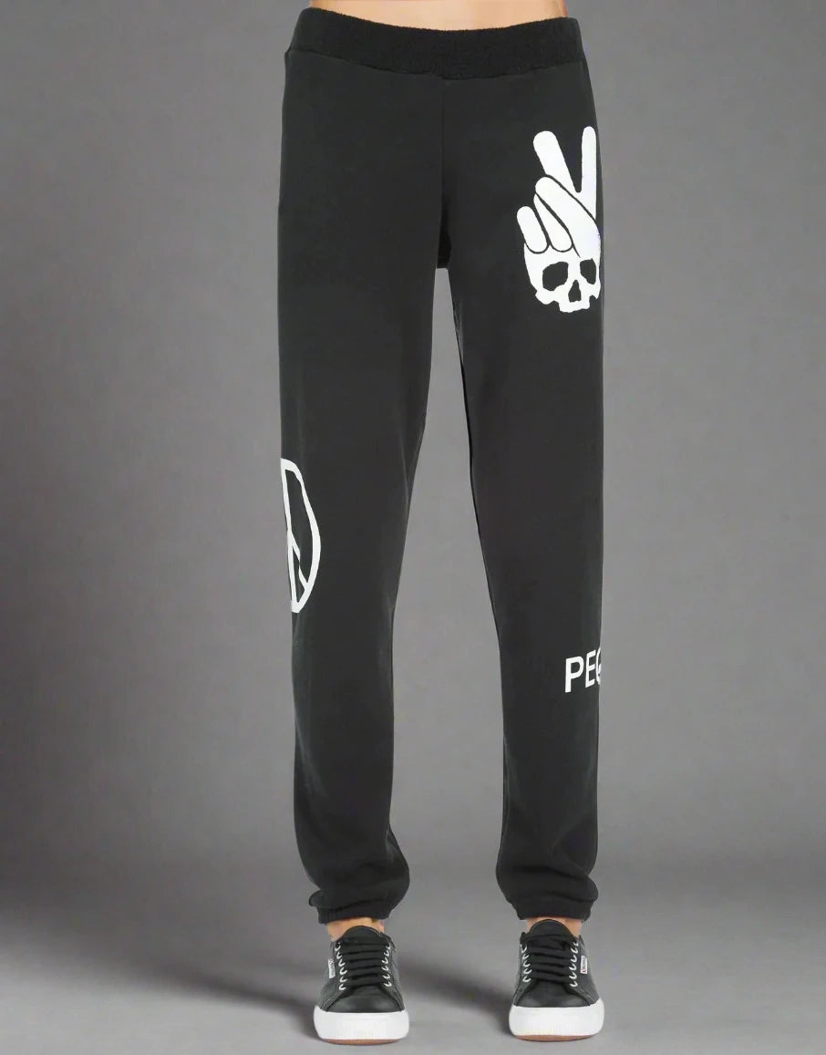 Shop Lauren Moshi Lauren Moshi Gia Skull Peace Hand Jogger Pants online at Spoiled Brat