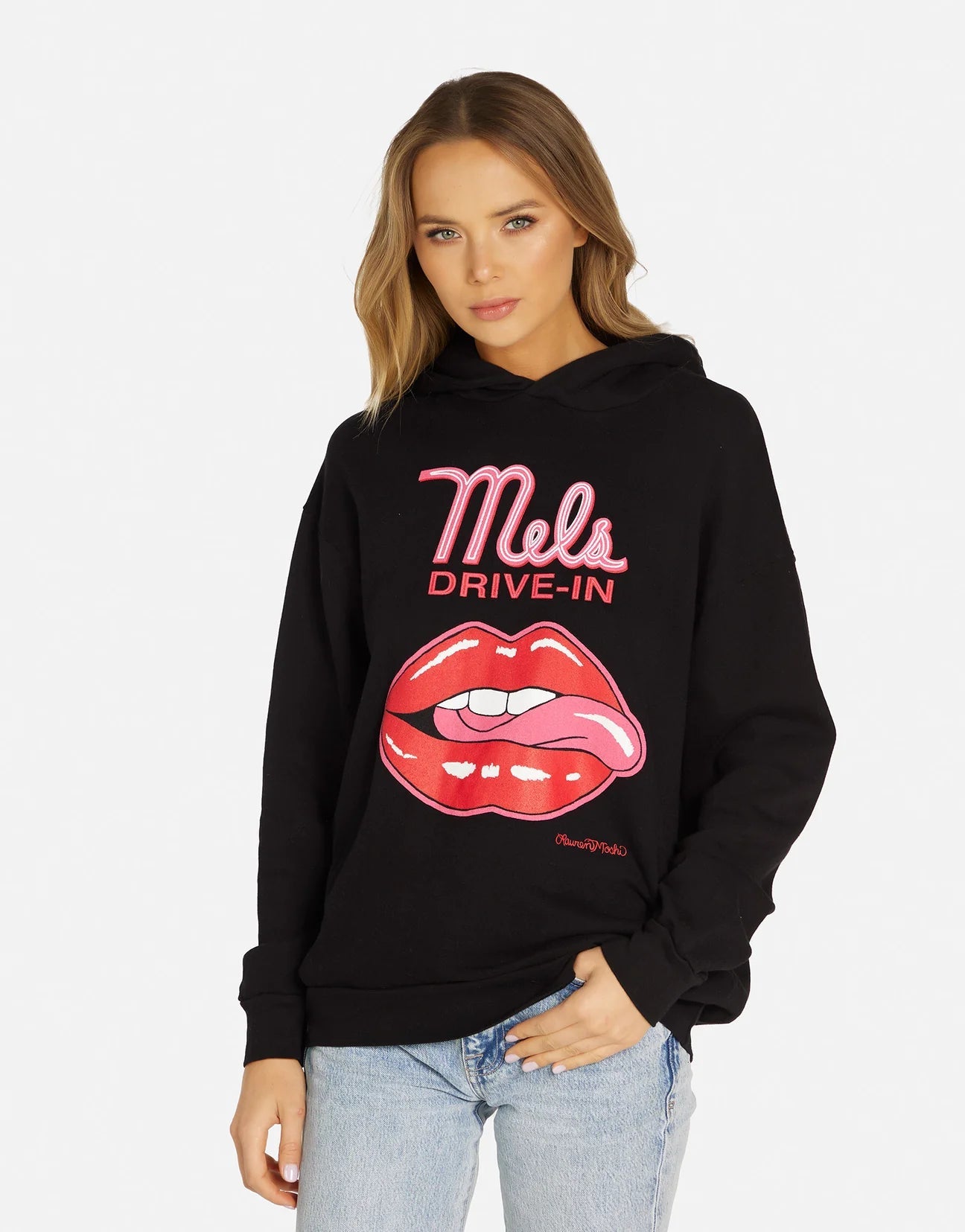 Shop Lauren Moshi Lauren Moshi Harmony Mels Drive-In Hooded Sweater online at Spoiled Brat