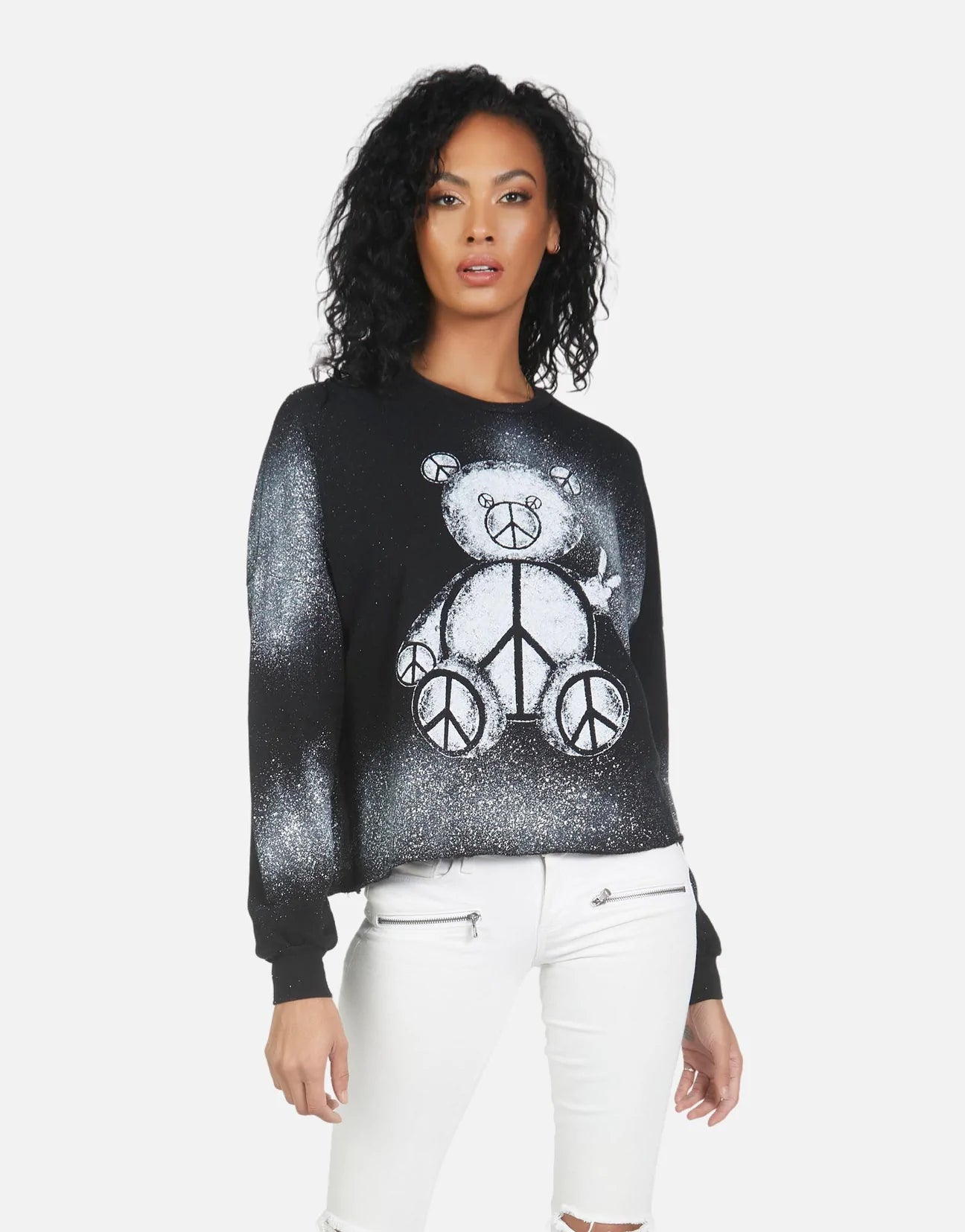 Lauren Moshi Lee Peace Teddy Crew Sweater Sweater by Lauren Moshi as seen on celebrities