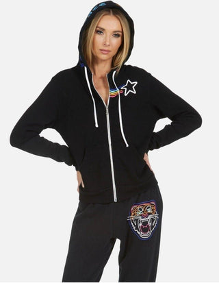 Shop Lauren Moshi Lennox Neon Line Tiger Zipper Hoodie - Premium Zip Up Hoodie from Lauren Moshi Online now at Spoiled Brat 