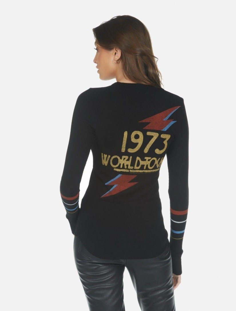 Shop Lauren Moshi Lauren Moshi McKinley Bowie 1973 Tour Top Long Sleeved Top for women – premium loungewear and festival fashion at Spoiled Brat