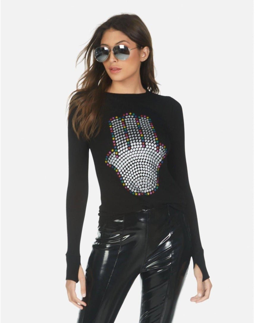 Shop Lauren Moshi Lauren Moshi McKinley Hamsa Elements Long Sleeve Top online at Spoiled Brat