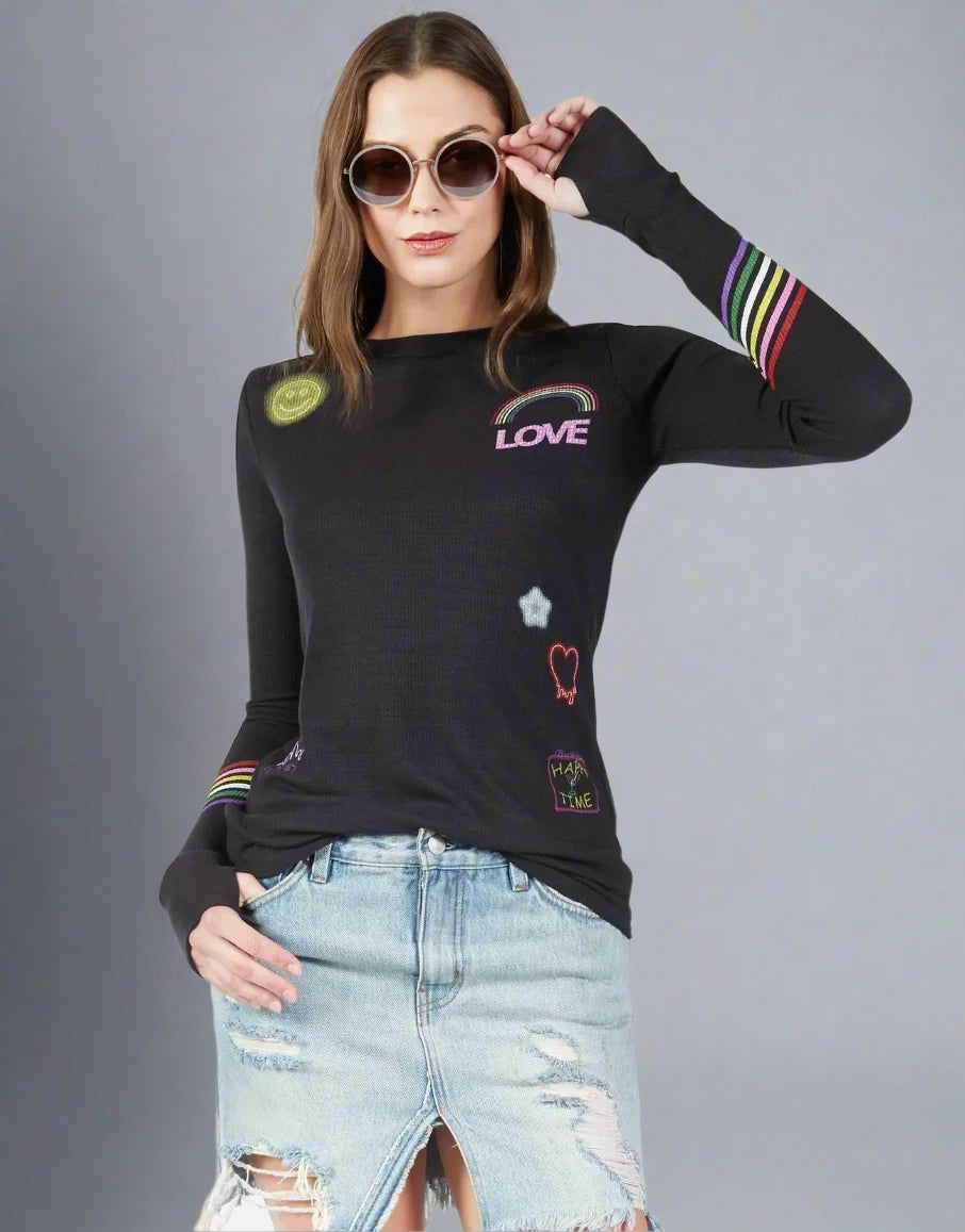 Shop Lauren Moshi Lauren Moshi Mckinley Neon Signs Thermal Top online at Spoiled Brat