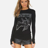 Shop Lauren Moshi Lauren Moshi McKinley X Led Zeppelin Outline Thermal Top Long Sleeved Top for women – premium loungewear and festival fashion at Spoiled Brat