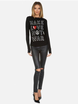 Shop Lauren Moshi McKinley X Make Love Not War Thermal Top - Premium Long Sleeved Top from Lauren Moshi Online now at Spoiled Brat 