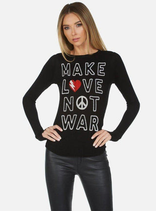 Shop Lauren Moshi McKinley X Make Love Not War Thermal Top - Premium Long Sleeved Top from Lauren Moshi Online now at Spoiled Brat 