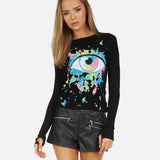 Shop Lauren Moshi Lauren Moshi McKinley X Watercolor Eye Thermal Top Long Sleeved Top for women – premium loungewear and festival fashion at Spoiled Brat