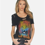 Shop Lauren Moshi Lauren Moshi Myra Def Leppard Leopard T-Shirt T-Shirt for women – premium loungewear and festival fashion at Spoiled Brat