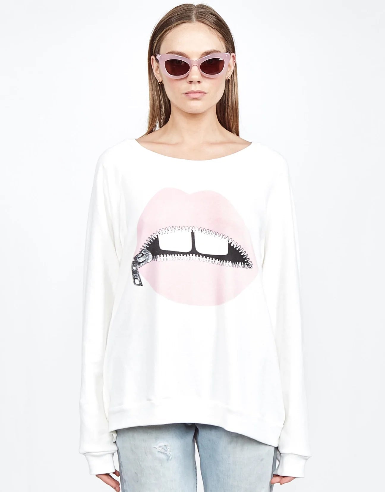 Lauren Moshi Noleta Zipper Mouth Sweatshirt - Spoiled Brat