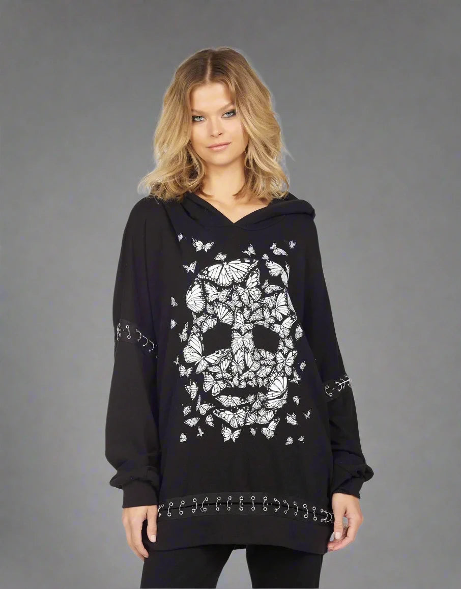 Shop Lauren Moshi Lauren Moshi Samantha Butterfly Skull Burst Hoodie online at Spoiled Brat