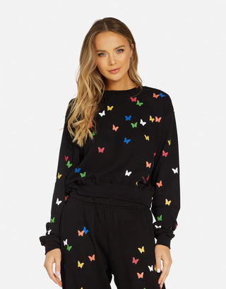 Shop Lauren Moshi Spalding Mini Butterflies Crop Sweater - Spoiled Brat  Online