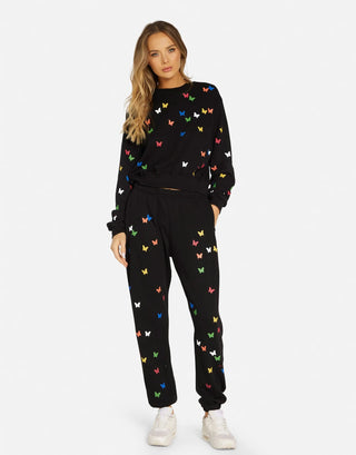 Shop Lauren Moshi Spalding Mini Butterflies Crop Sweater - Premium Hoodie from Lauren Moshi Online now at Spoiled Brat 