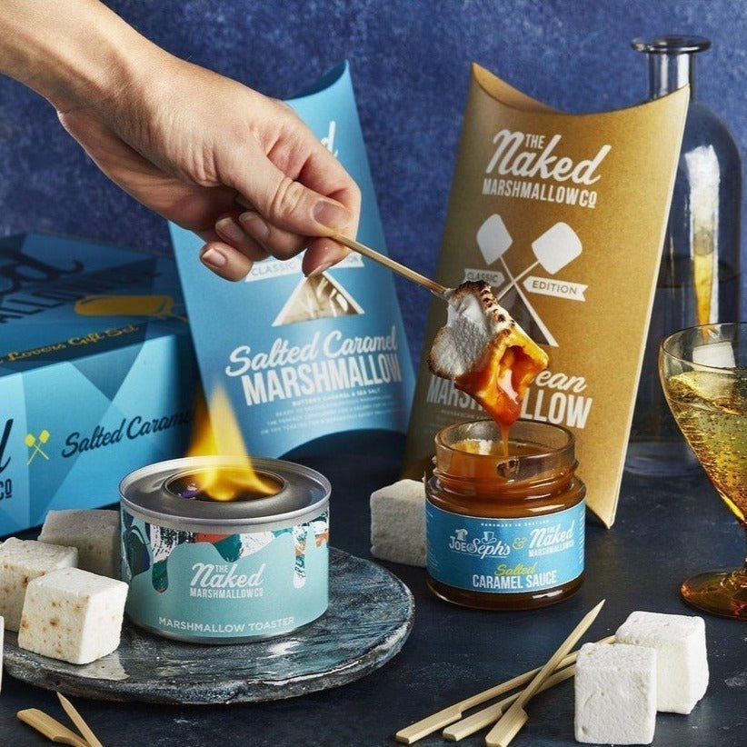 Shop Naked Marshmallow Salted Caramel Lovers Marshmallow Toasting Kit Gift Set online at Spoiled Brat