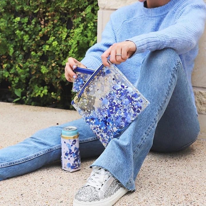 Packed Party Spirit Squad True Blue Confetti Everything Pouch by Packed Party – Clutch Bag – Blue | Spoiled Brat UK