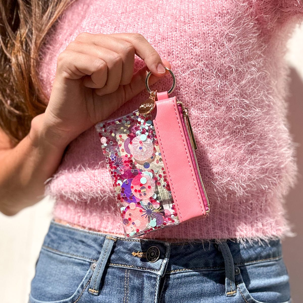 Shop Packed Party Packed Party Think Pink Confetti Keychain Wallet online at Spoiled Brat