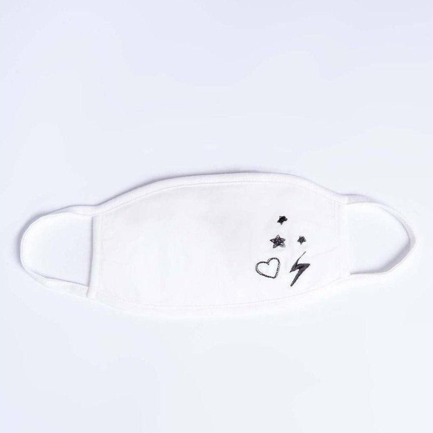 PJ Salvage Ivory Face Mask with Stars & Hearts | Face Mask by PJ Salvage | Shop Premium Boutique Fashion at Spoiled Brat | Trendy Y2K style. accessories, accessory, amy valentine | Image 2