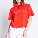 Shop PJ Salvage PJ Salvage Lovebug Red Cotton T-Shirt Pyjamas for women – premium loungewear and festival fashion at Spoiled Brat